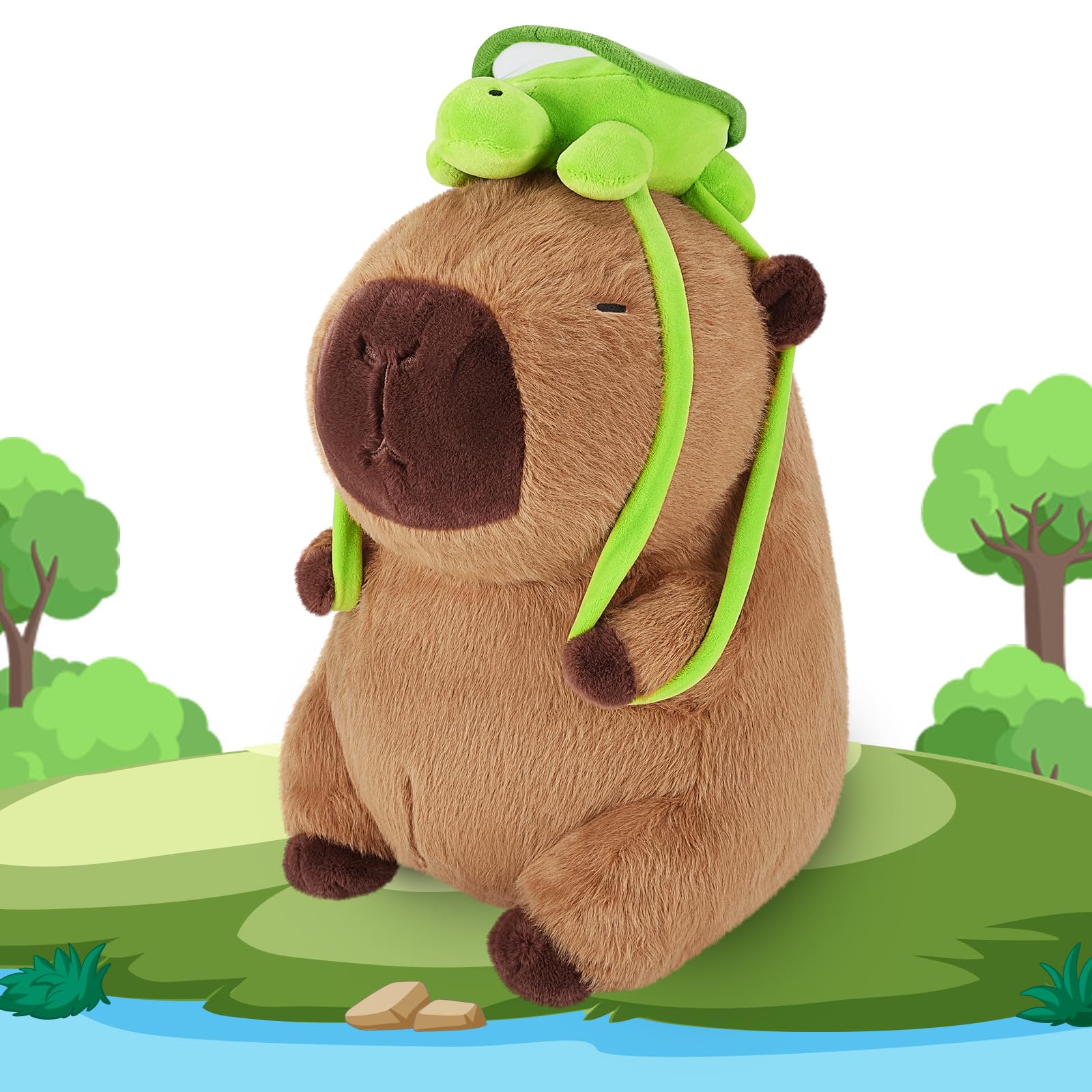 Achwishap Capybara Plush Cute Plushies Capybara Stuffed Animal Soft Capybaras Plush Toys Kawaii Plushie Stuffed Toys with Turtle