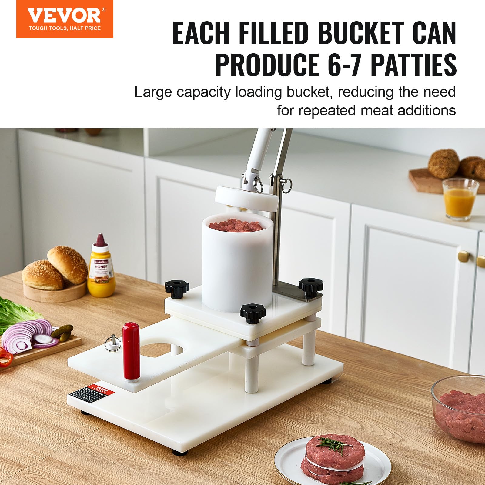 VEVOR JKH-130 - Máquina para hacer hamburguesas de carne de res, acero inoxidable