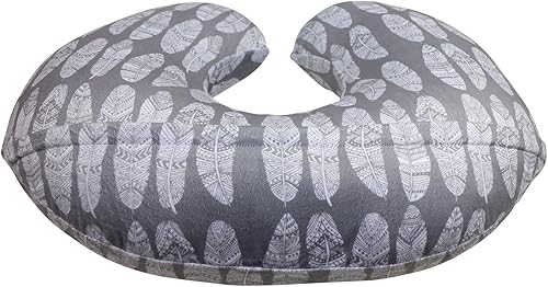 Miniatura 5 de Adorology Minky - Funda de almohada de lactancia, diseño de plumas grises, funda de almohada suave para lactancia materna, ideal para baby shower