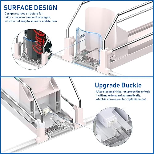 Miniatura 5 de Organizador de bebidas para nevera, dispensador organizador de latas de soda para refrigerador con deslizamiento automático de empuje, divisores