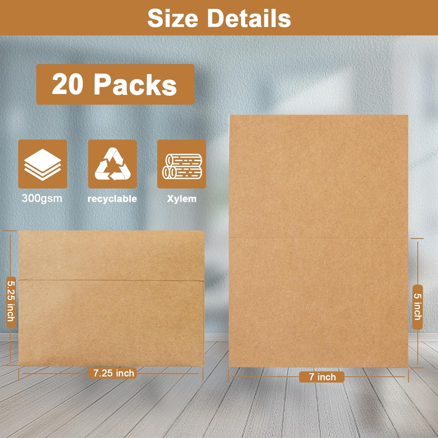 Brown Blank Note Cards and Envelopes 5 x 7 Heavyweight Folded Cardstock and Printable A7 Envelopes Self Seal 20 Packs for Wedding Invitations, Birthday, Graduations, Thank You Cards - Image 2