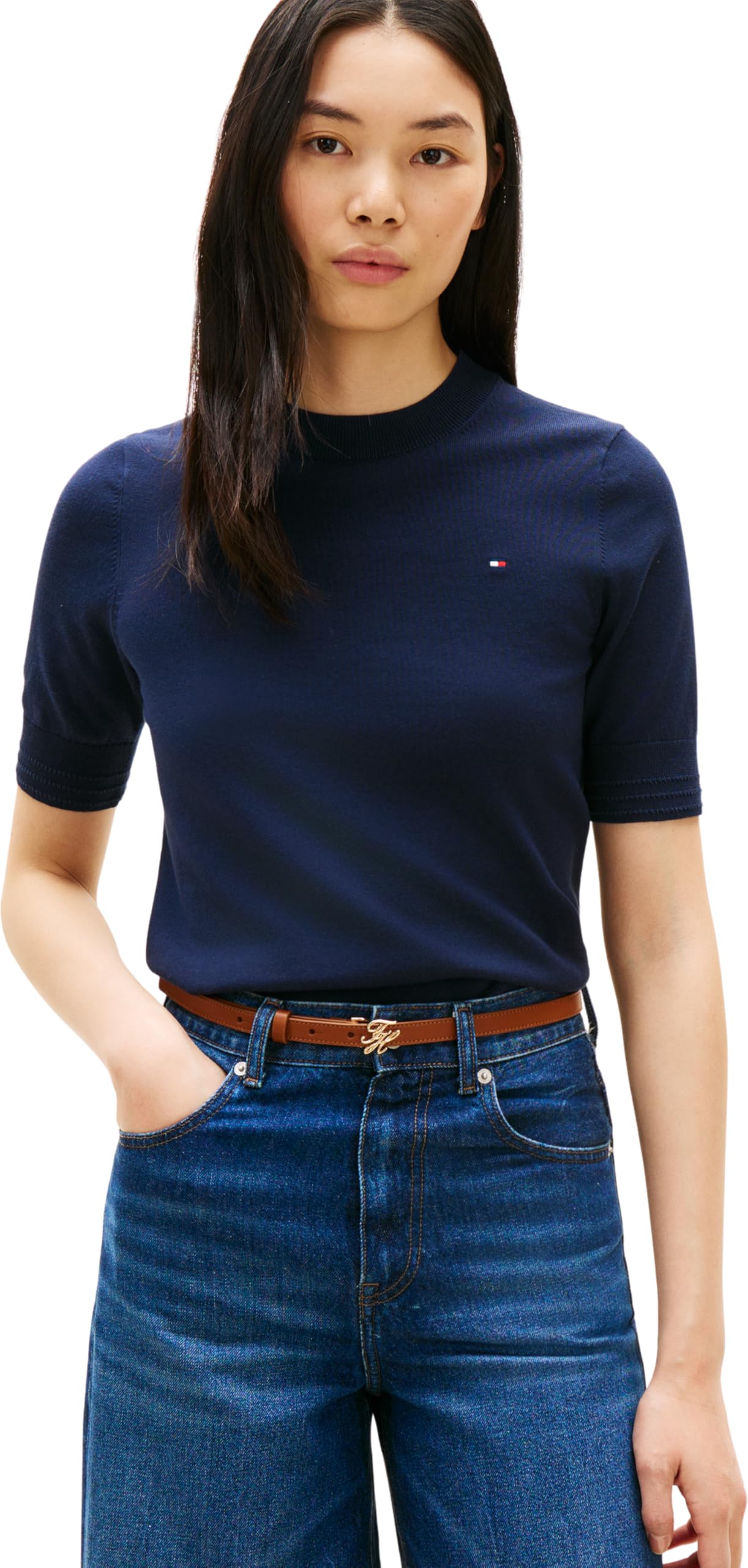 Tommy Hilfiger Damen Co Jersey Fine Gg C-nk Ss SWT Ww0ww49705 Pullover (1er Pack)
