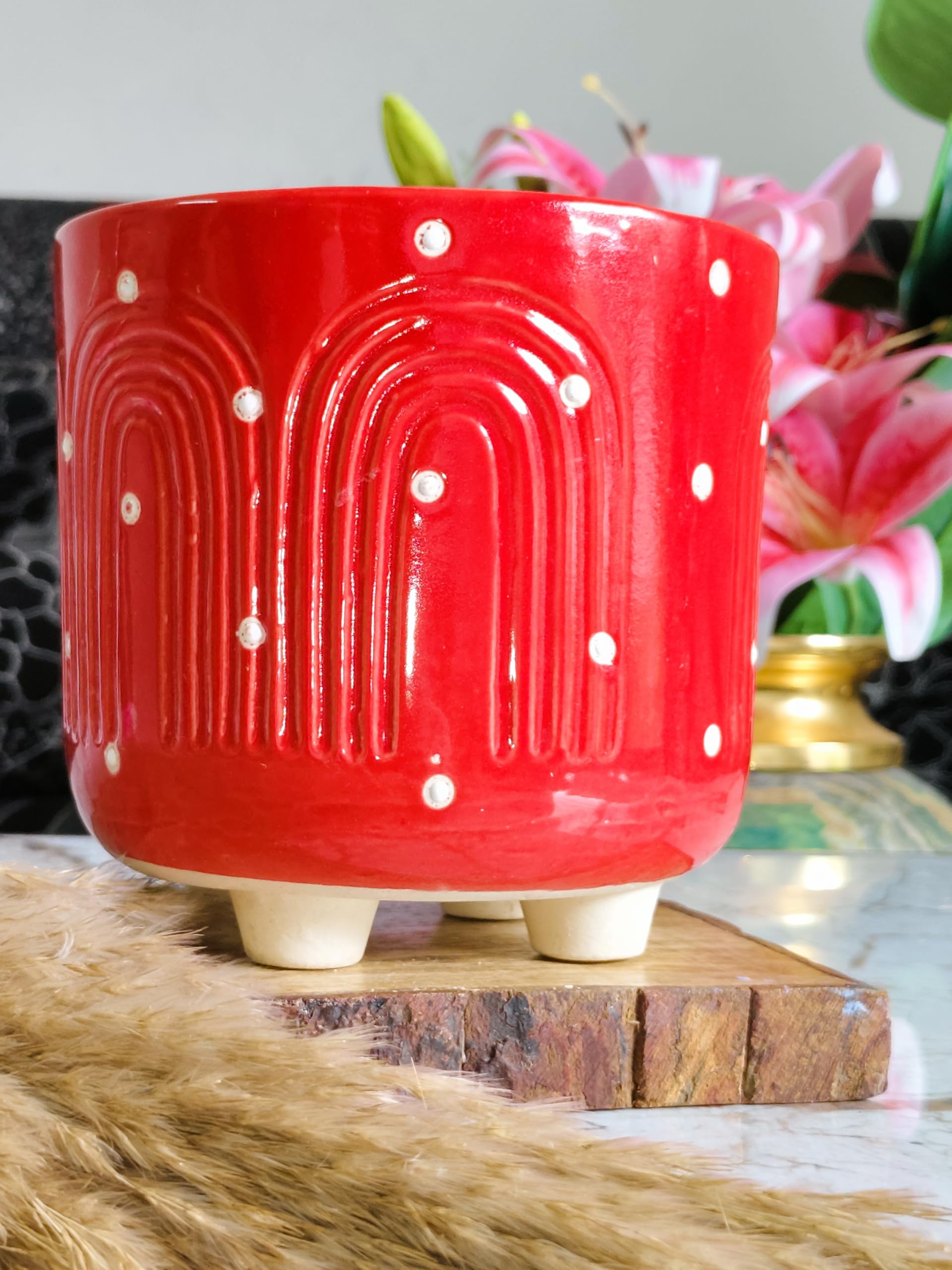 Niyara Ceramic planters pots for Indoor Outdoor Home, Garden Office Decor Balcony Planters Gamla Flower Size Small 6 inches (Abstract Red) (B0DJ8THZ1F) Amazon Price History, Amazon Price Tracker