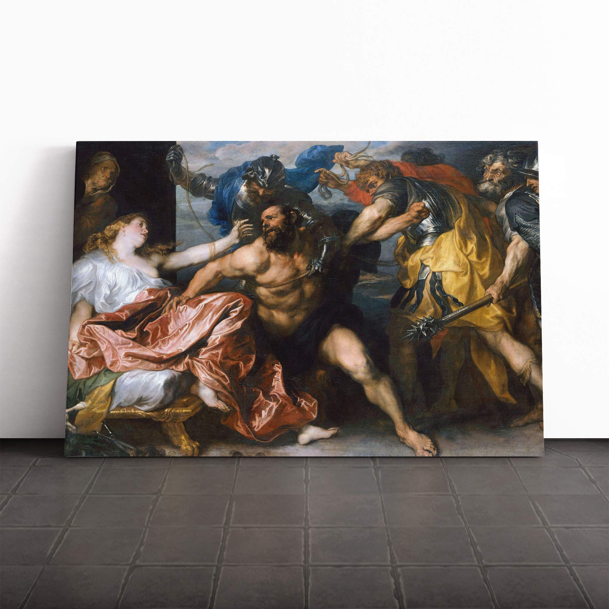 Anthony Van Dyck The Taking of Samson Canvas Print | Gallery Wrapped 30mm Frame Wall Art | 24x16 inches | Ready to Hang | Modern Picture | Living Room Bedroom Lounge Office
