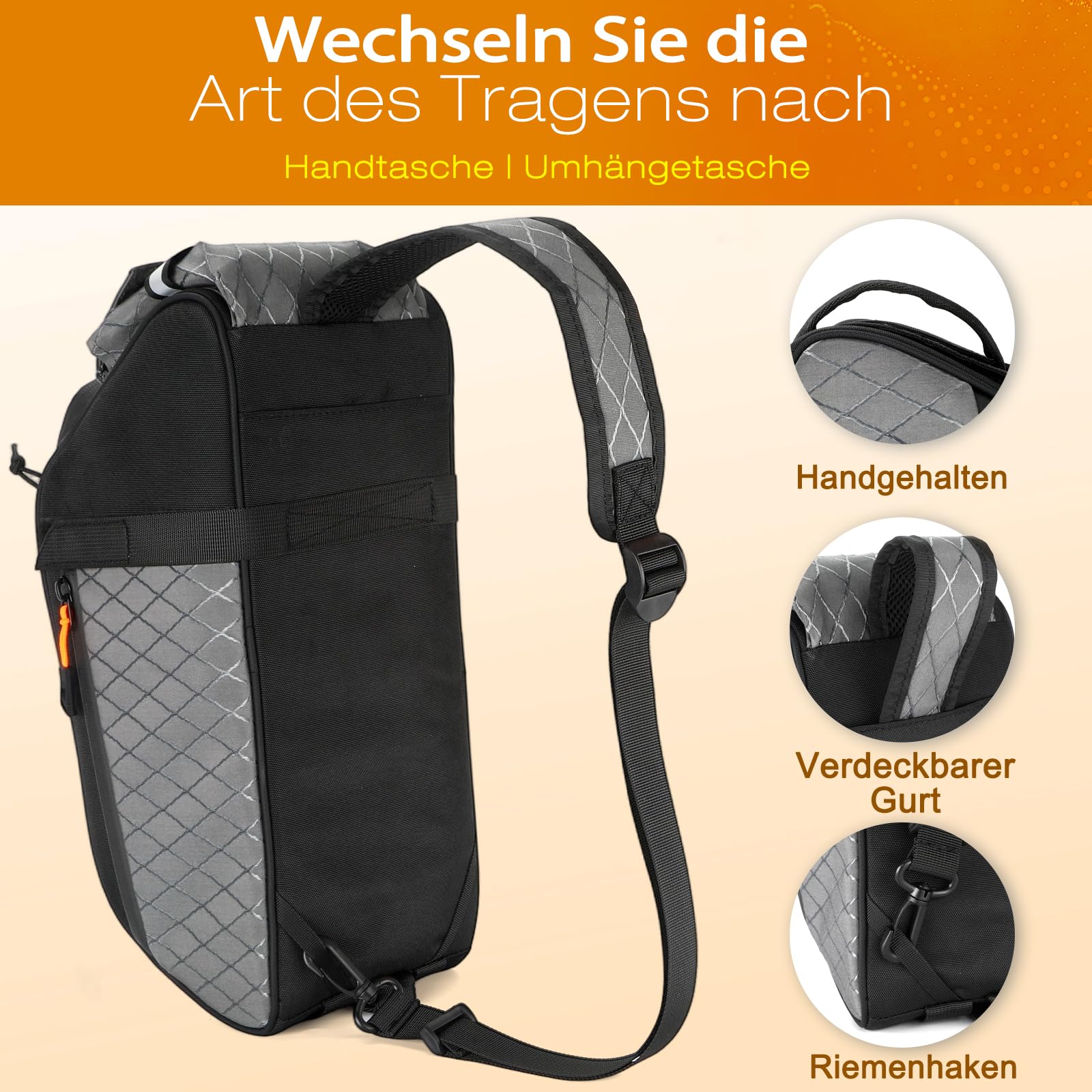toptrek Borse per bicicletta 3 in 1, per portapacchi, 10 l, impermeabile | Borsa per bicicletta, portapacchi, con maniglia e tracolla