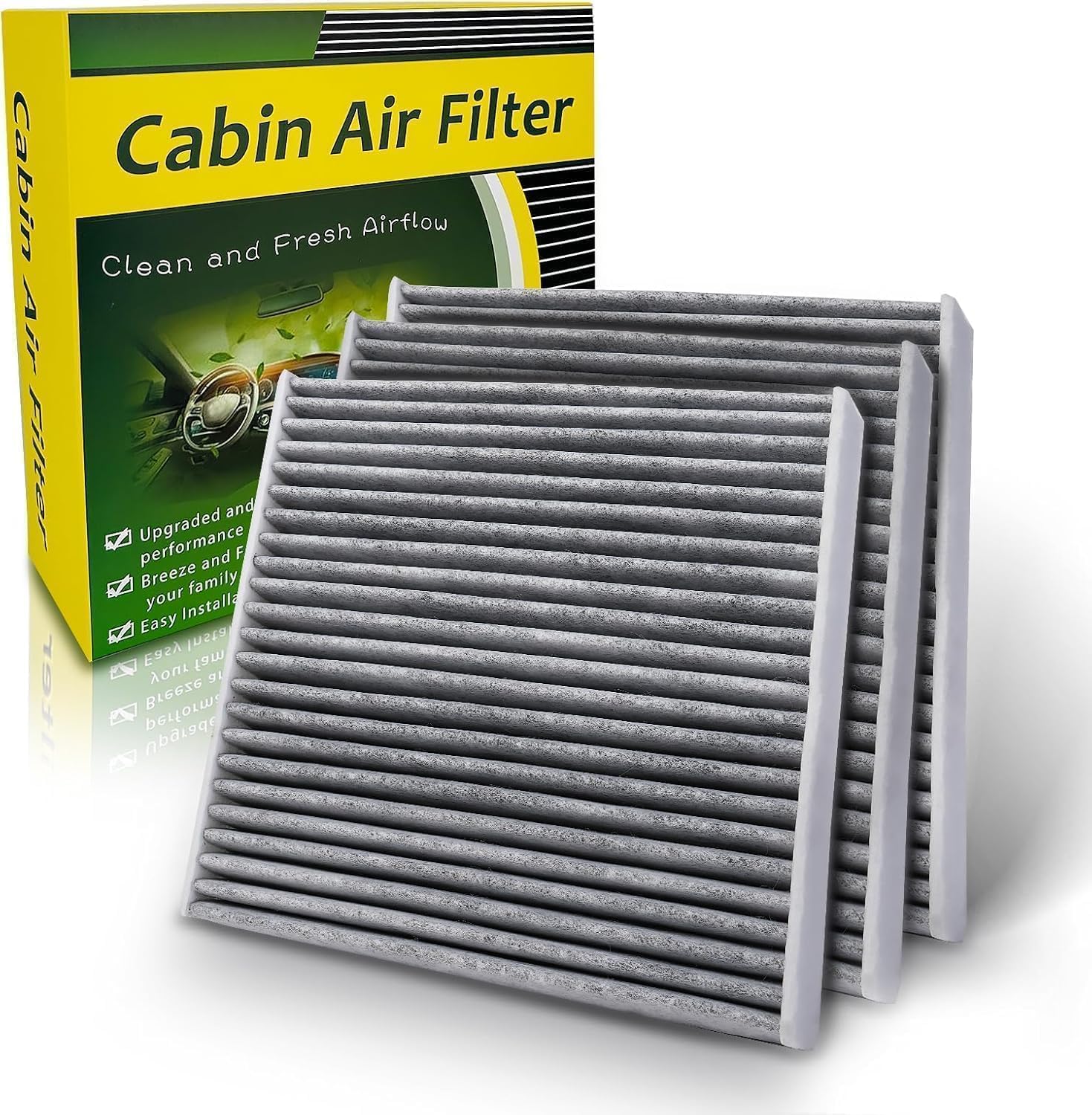 3 Pack Cabin Air Filter w/Activated Carbon Fits 2016-2021 Tucson, 2020-2026 Venue, 2018-2023 Kona, 2022-2023 Kona N, 2019-2021 Veloster/N, Replace CF12160, 97133-D1000, 97133-D3000, 97133-J9000