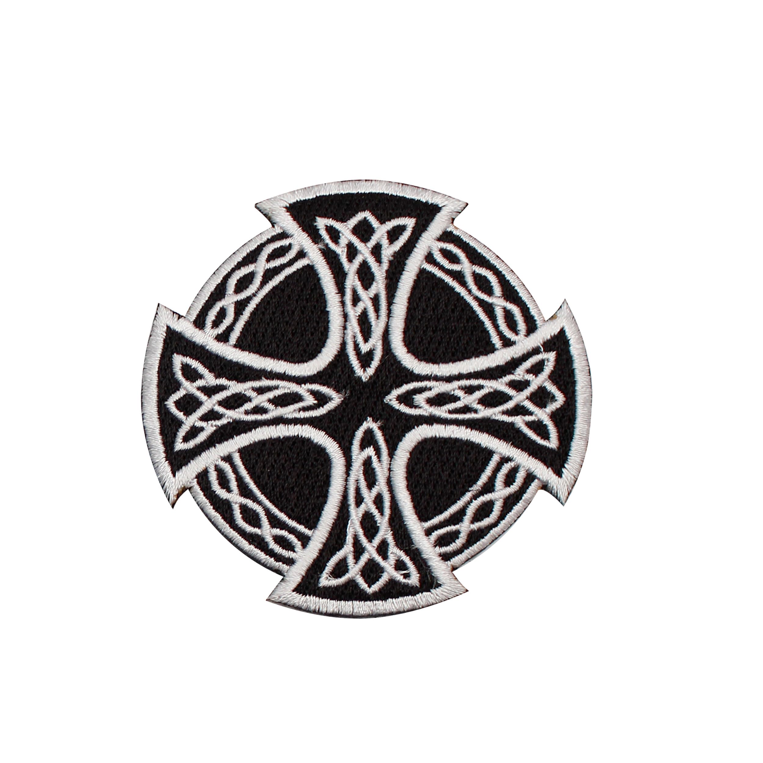 Masonic Cross and Circle with Celtic Pattern Patch - Machine Embroidered Iron on Emblem no Sewing Needed - 3x3 Inches Masonic Badge for Aprons, Vests, Bags &amp; Apparel