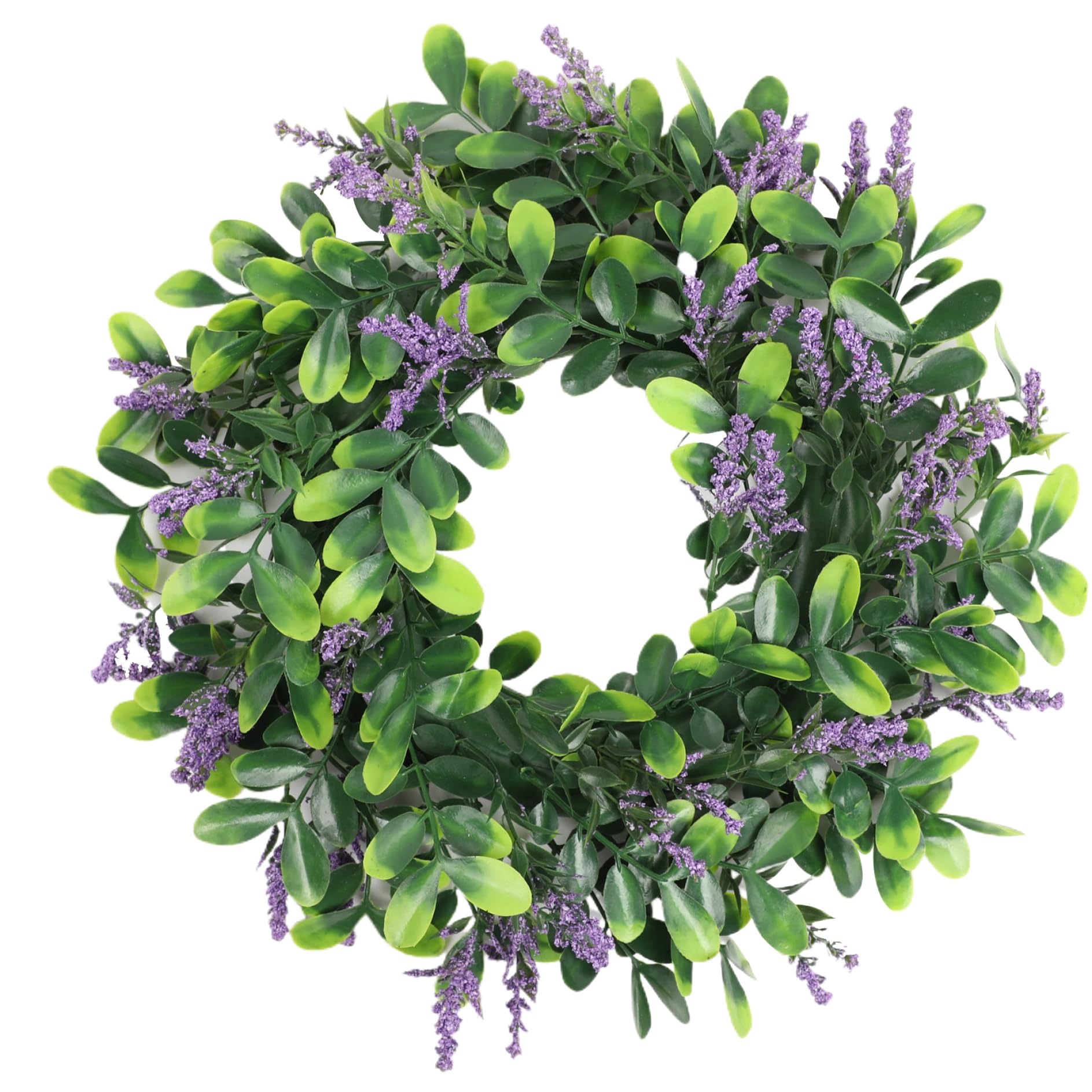 Xoeryoy Lavender Wreath for Front Door, Artificial Flower Wreath 14'' Green Eucalyptus Wreaths with Lavender Decorative Spring for Window Porch