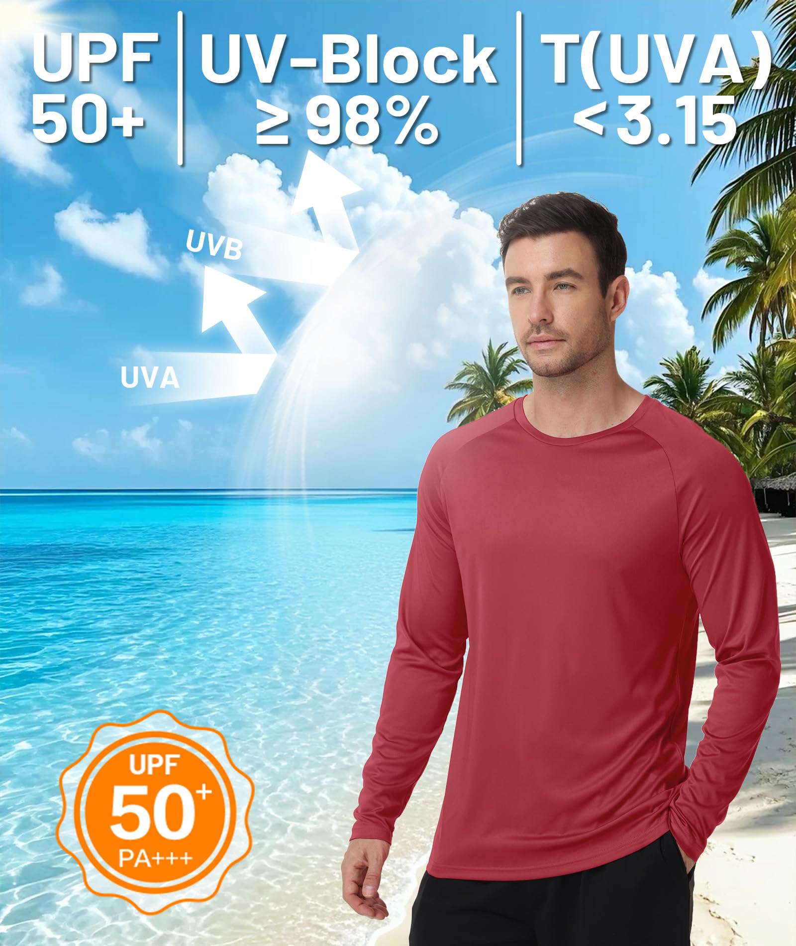 ZITY Lot de 5 t-shirts à manches longues pour homme, protection solaire UPF 50+, anti-humidité, haut de sport pour entraînement et course à pied