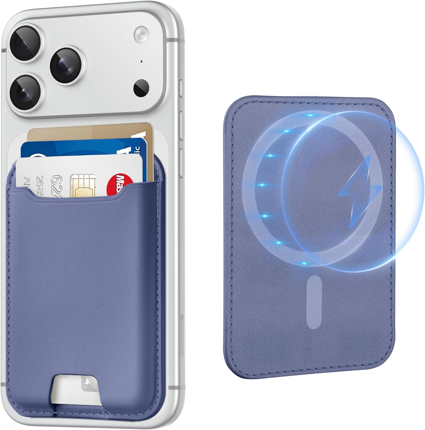 TopMade for Magsafe Wallet, Strongest Magnetic Card Holder for iPhone 17, iPhone 16/15/14/13/12 Series, Leather Magnetic Phone Wallet with Powerful Magnet, Card RFID Blocking, Fit 4 Cards, Purple