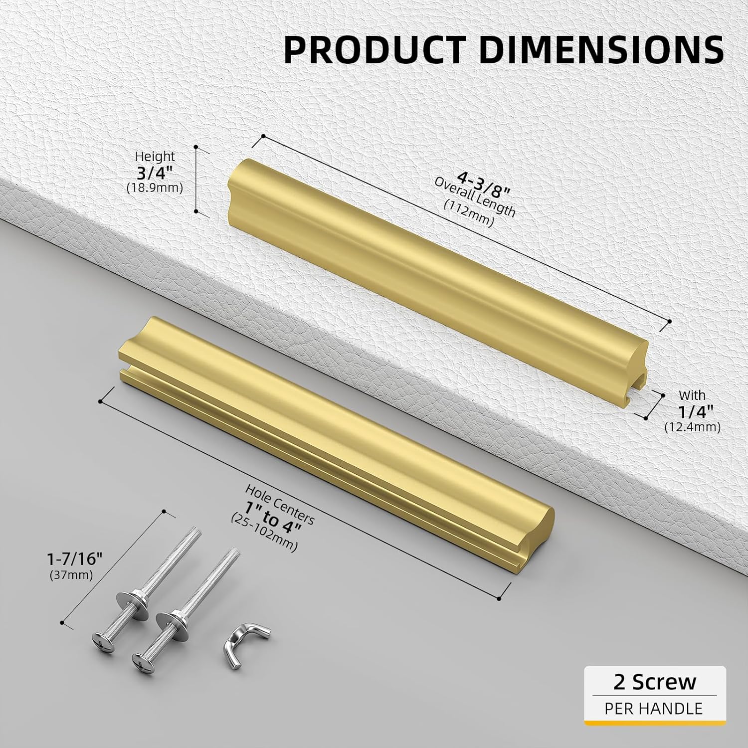 Goldenwarm 10 Pack 1" to 4"(25-102 mm) Hole Distance Gold Adjustable Drawer Pulls Gold Cabinet Handles for Kitchen Hardware
