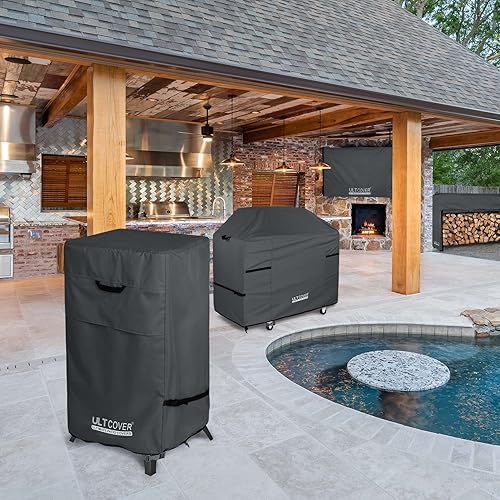 Miniatura 6 de ULTCOVER Cubierta vertical impermeable para ahumador eléctrico de 40 pulgadas para la mayoría de los ahumadores cuadrados de gas propano de hasta 25