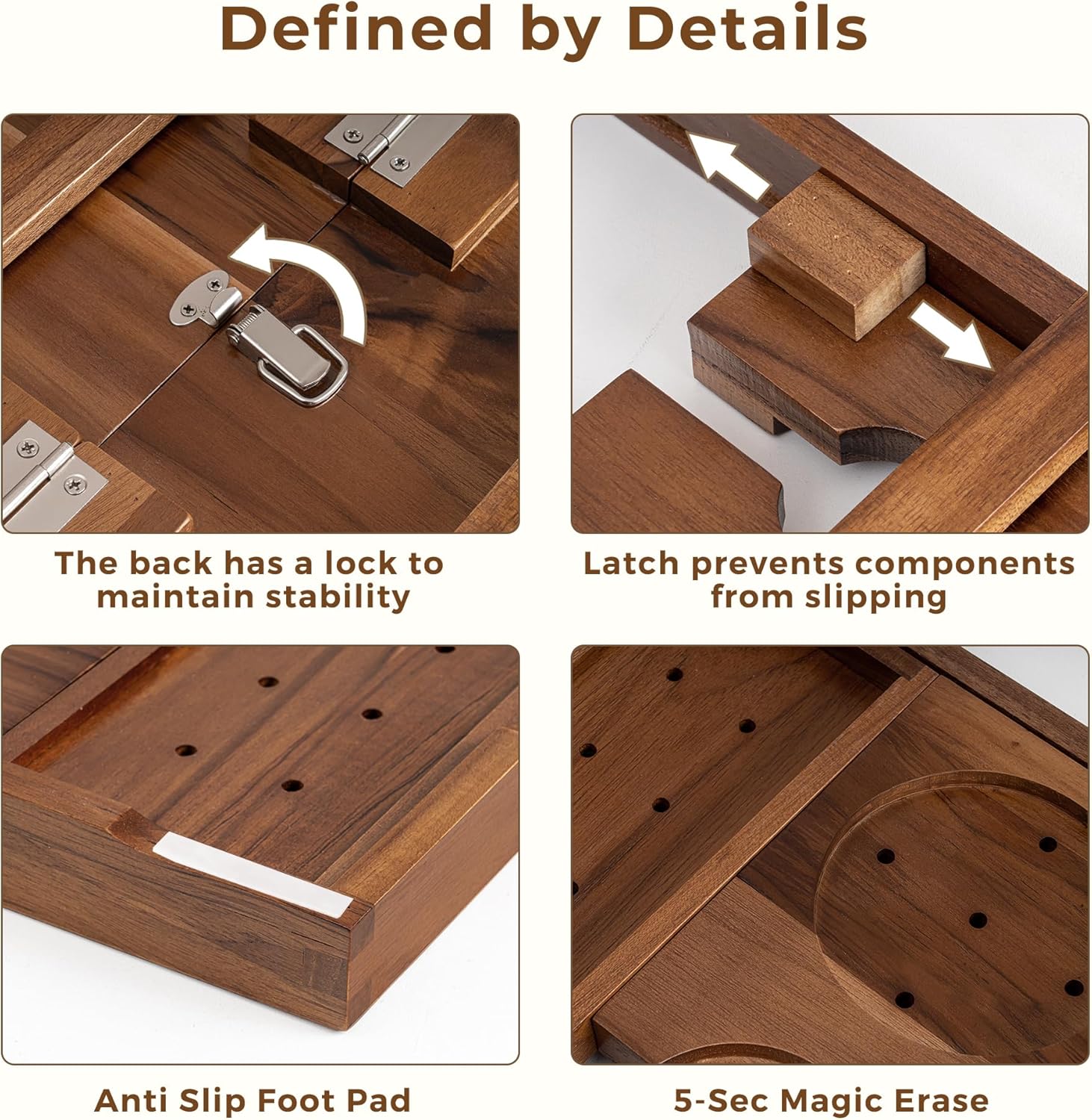 Teak Bathtub Tray, Luxury Bath Table Tray with Wine Glass and Phone Holders & Book Stand, Foldable Wooden Bathtub Caddy for Home Spa Relaxation, Bath Gift for Women（Natural Teak）