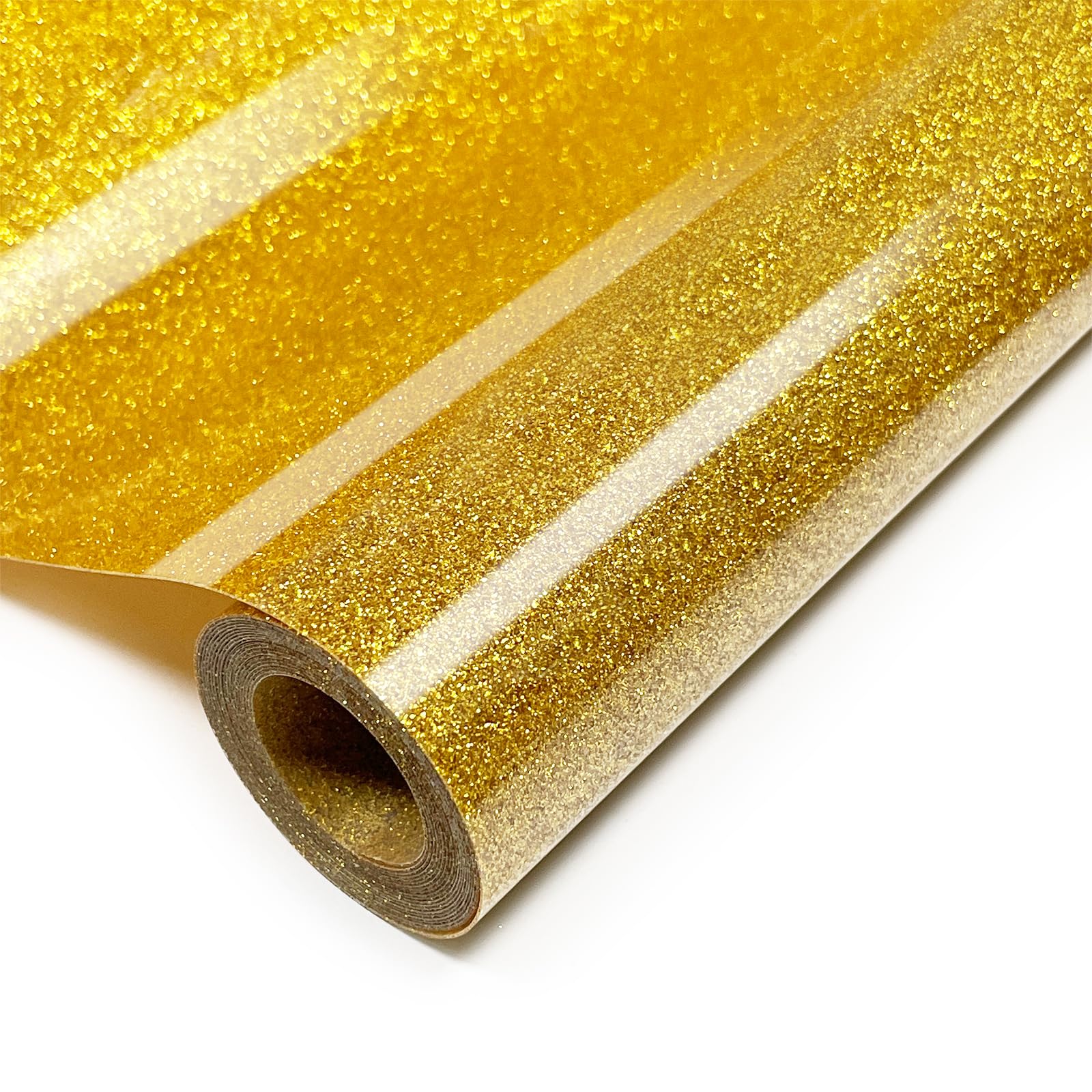 Glitter Iron On 12in X 8ft (Golden), HTV Heat Transfer Vinyl
