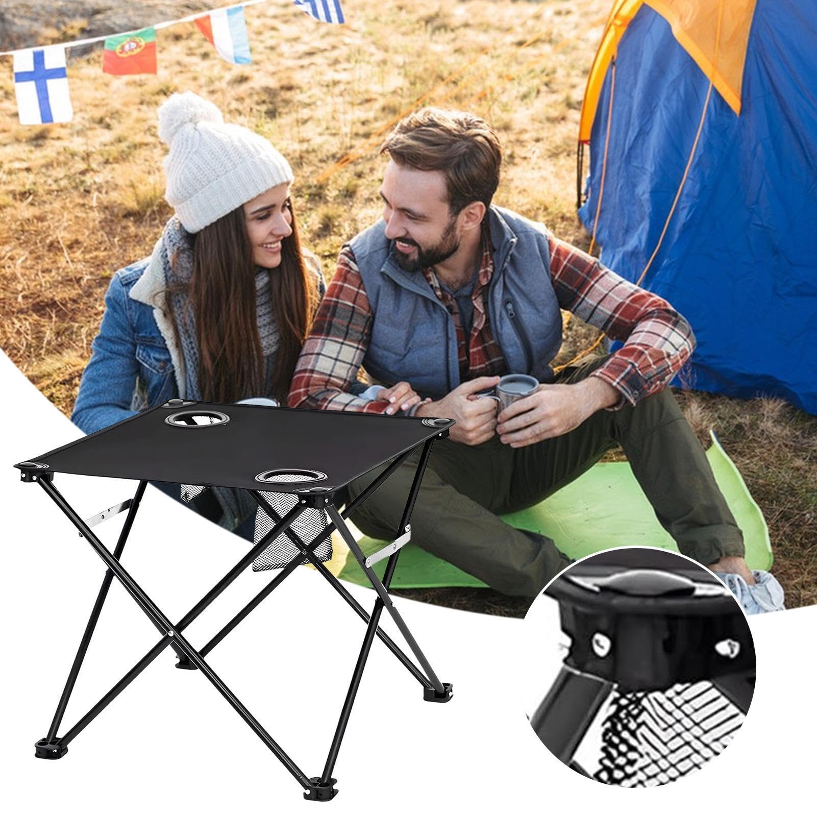 Generico Tavolo da campeggio pieghevole,Scrivania Impermeabile Pieghevole Quadrata Leggera | Tavolo Da Spiaggia Per Picnic - per Spiaggia Barca Camper Tenda Giardino Balcone Cortile Lago Fiume
