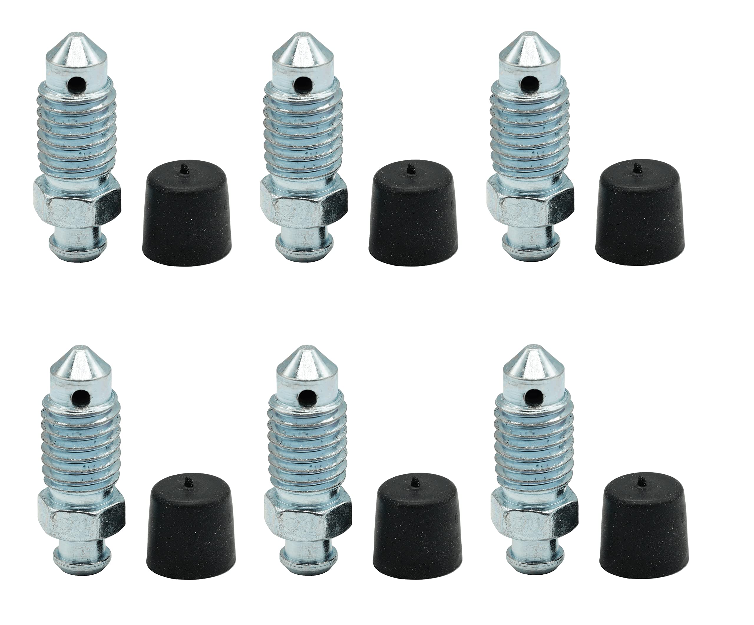 6 PCS Brake Bleeder Screws,Bleeder Valve,Bleeders,Caliper Bleeder Screw with Rubber Cap M10x1.5-29.2mm, H9406-6,13908,12702,105407,Standard Metric