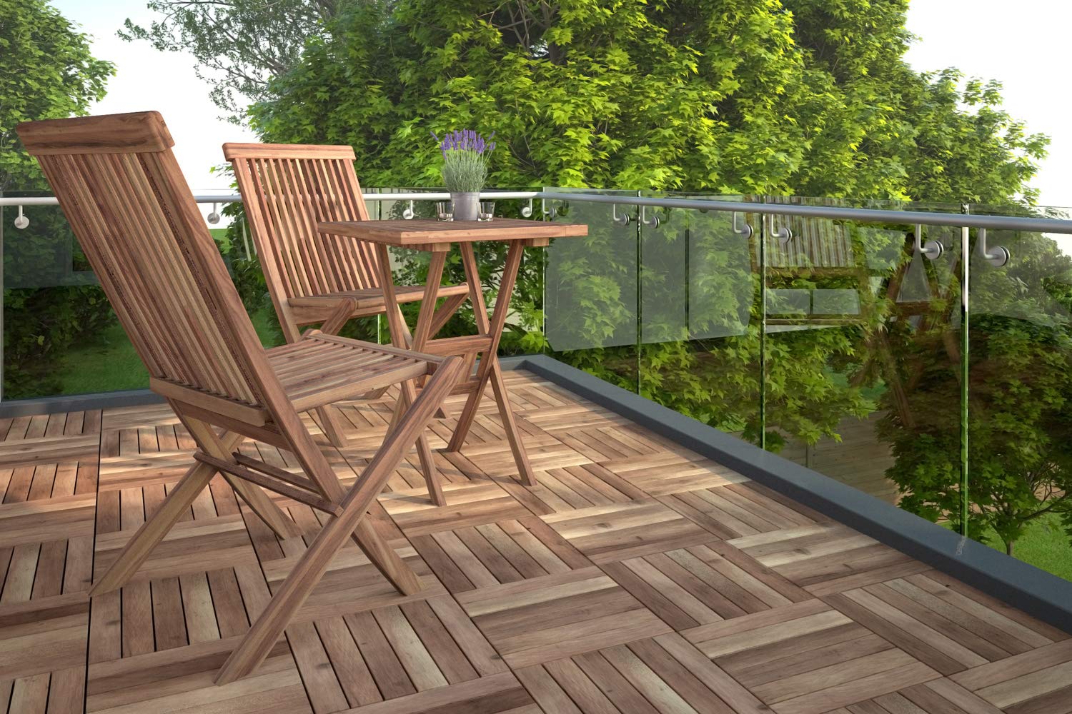 SAM Terrassenfliese 01, Akazienholz, geölt, 44 Fliesen für 4m², 30x30cm | Bodenbelag, Garten- Klickfliesen
