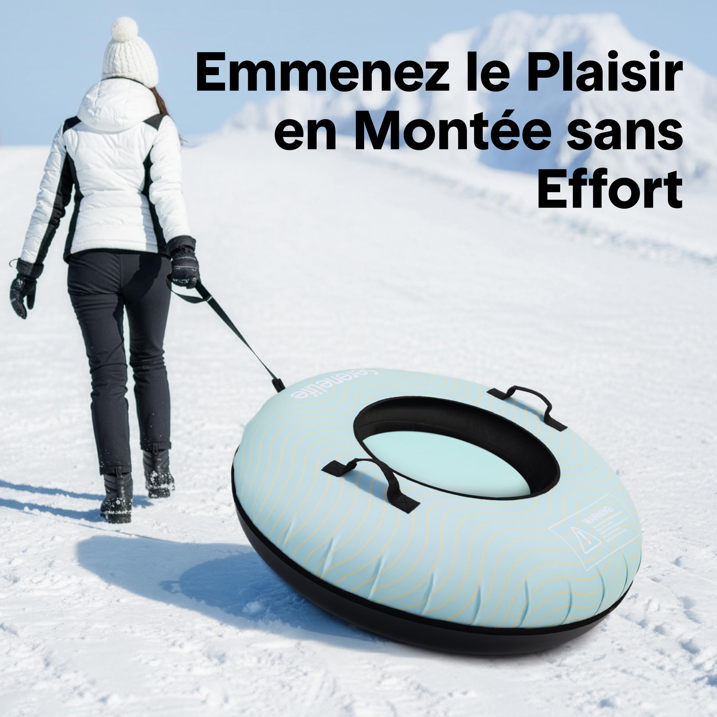 SereneLife Luge Gonflable 100 cm – Tube de Neige Résistant avec Coque Rigide et Housse Oxford – pour Enfants et Adultes