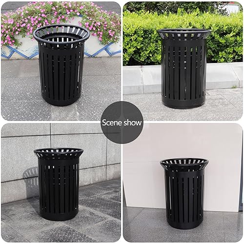 Miniatura 10 de Anxeit Outdoor Metal Slatted Trash Receptacle,Waste ReceptacleCommercial Trash Cans,Zone Round Garbage Bin,Square Hotel Street Patio Indoor Metal
