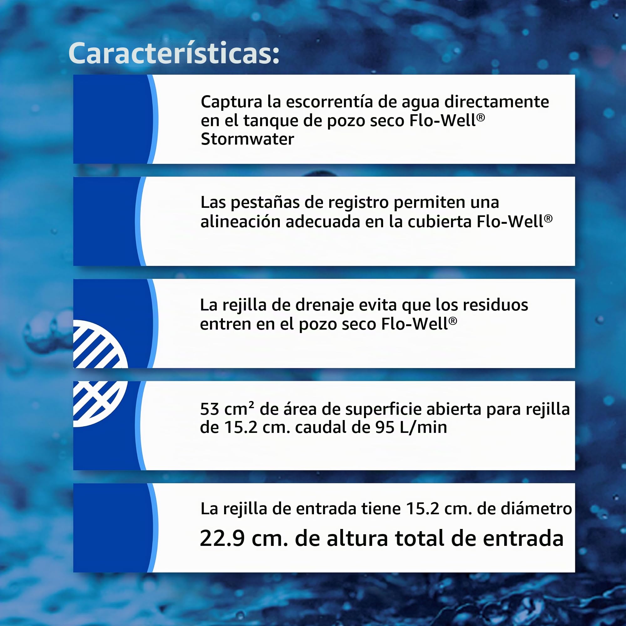 NDS, FWAS24, Contenedor para 190 litros de Agua Kit de Sistema de Pozo seco de Aguas pluviales FLO con 3 Paneles Laterales y 1 Cubierta, Ideal para recolección de Agua de Lluvia, Negro
