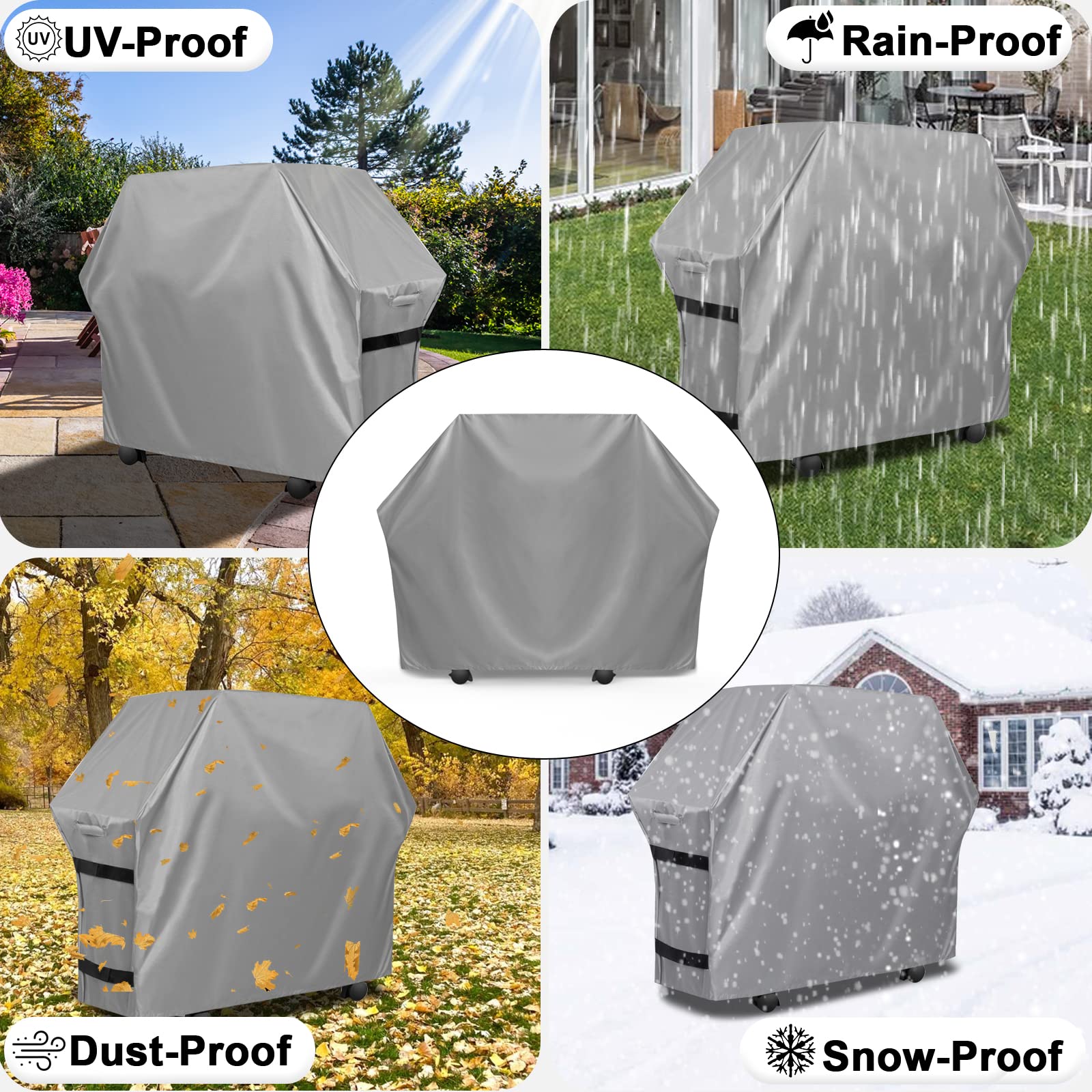 OutdoorLines Wodoodporna wytrzymała osłona do grilla – uniwersalne pokrowce na grilla odporne na promieniowanie UV osłona grilla gazowego do grilla na zewnątrz i na zewnątrz, 182 x 66 szer. x 130 cm