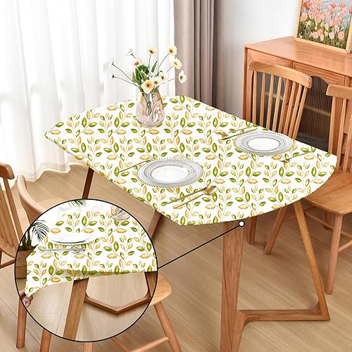 Miniatura 7 de Mantel blanco ajustado con elástico para mesas plegables cuadradas de 48 x 48 pulgadas, lavable, elástico, de elastano, para mesa, mesa, tela no de