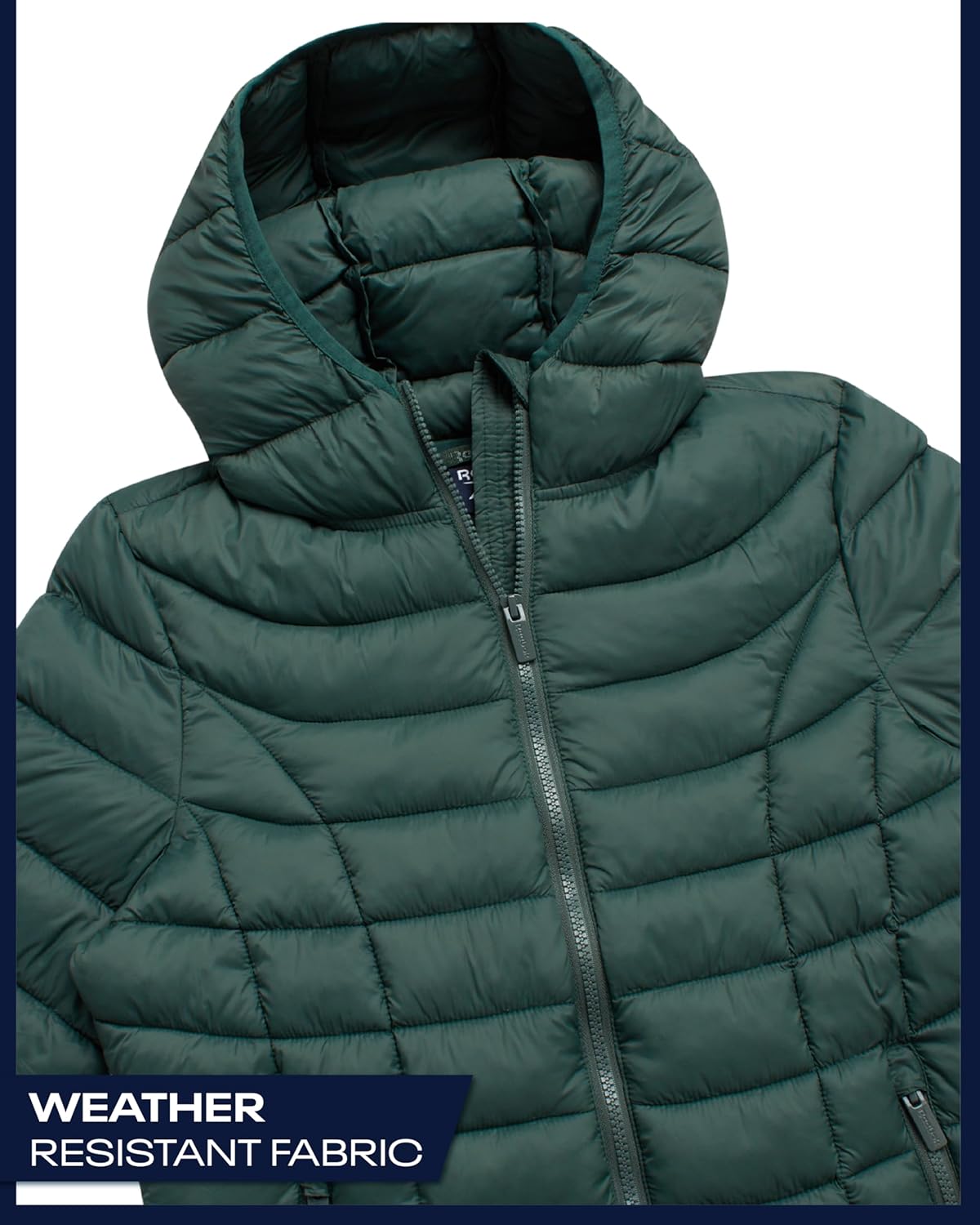 Reebok Womens Puffer Jacket - Lightweight Quilted Snow Glacier Shield Zip Up Bubble Winter Coat for Women with Hood & Pockets - Image 5