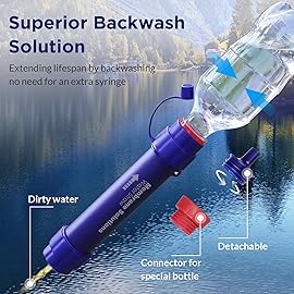 Membrane Solutions Gravity Water Filter 1 Gallon, NSF/ANSI 42&372&401 Certified, 0.1m Versatile Water Purifier Camping with Adjustable Tree Strap Storage Bag, Survival Gear for Emergency Preparedness