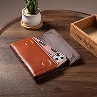 Vista 4 de Hengwin Funda horizontal de cuero para teléfono celular con trabilla para cinturón para iPhone 16 Pro Max 15 Plus 14 Pro Max Samsung Galaxy A53 S23+