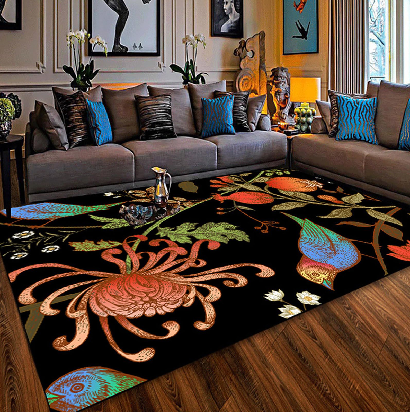 Tapis poil ras doux et anti-derapant 160x230 pour salle a manger