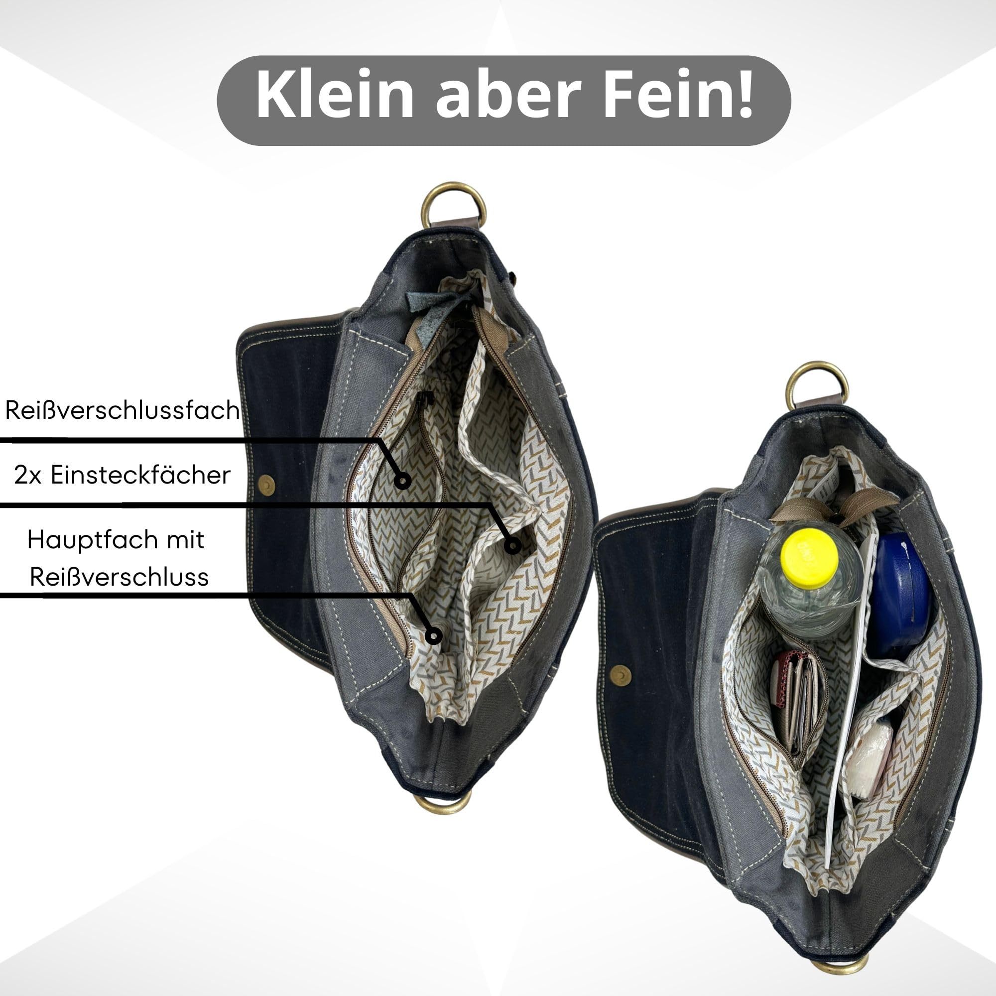 Domelo Trachtentasche. Schwarz/grau Messenger Tasche nit Hirsch/Edelweiß