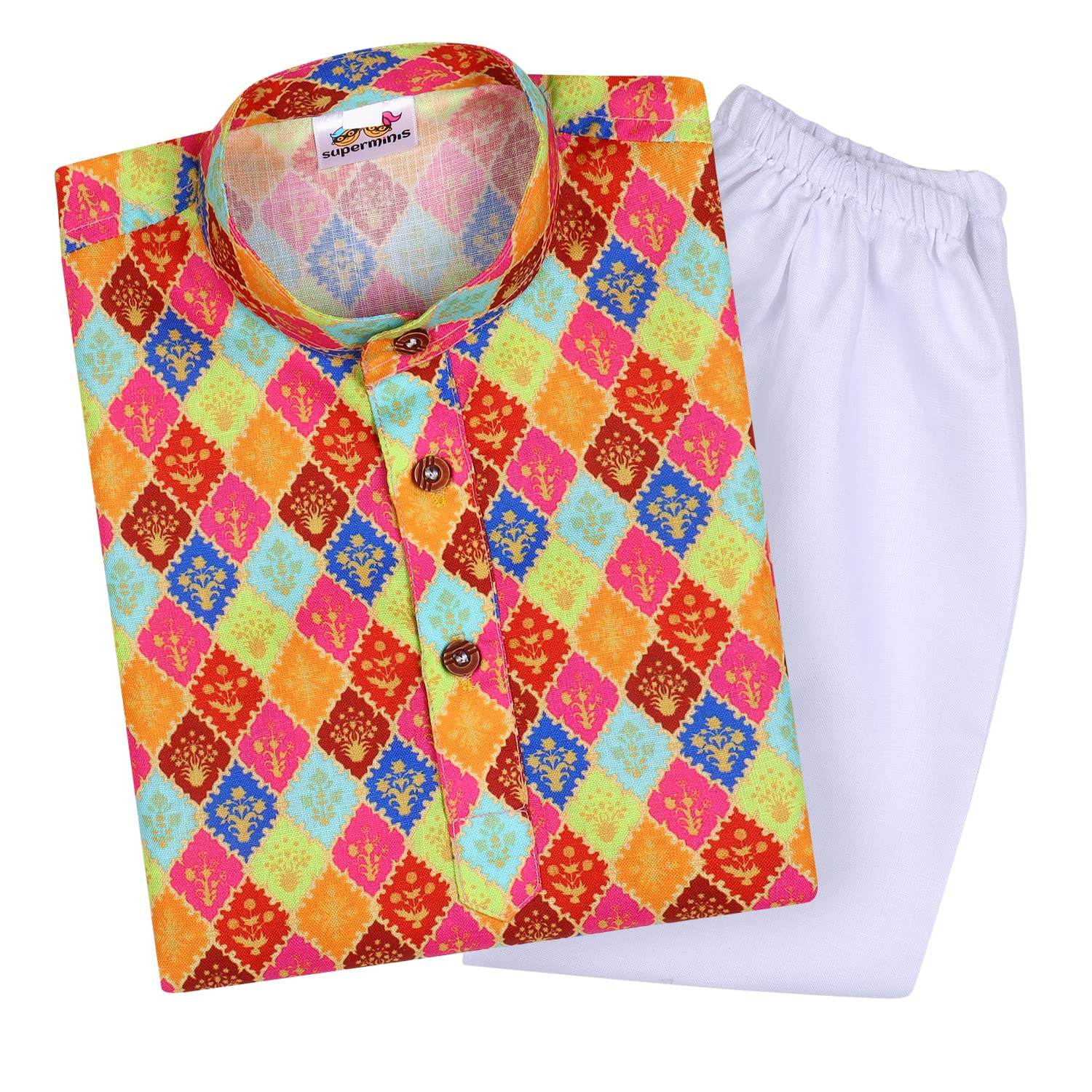 superminis Baby Boys Cotton Printed Kurta With White Pyjama Dress - Review, Price and Buying Guide