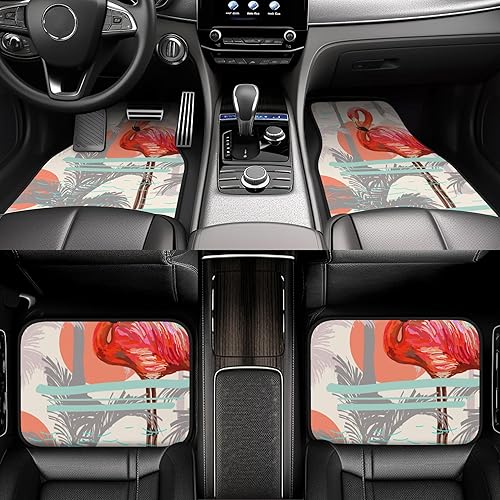 Miniatura 6 de LAKIMCT Alfombrillas de neopreno para automóvil de flamenco floral de verano, para automóvil, impermeables, antideslizantes, juego completo,