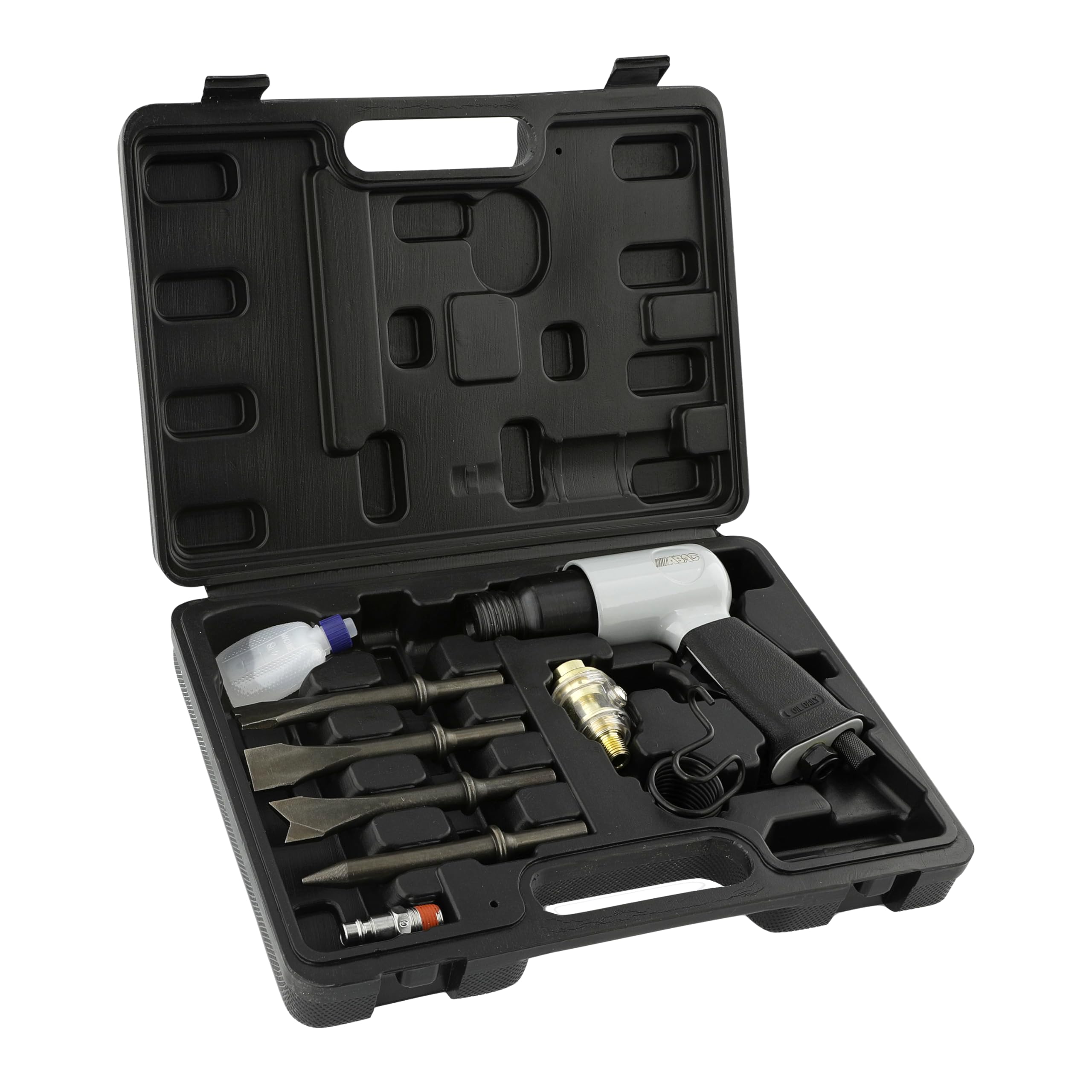 ABAC Burineur Pneaumatique G-425, Burineur avec Burins de 125 mm, Arrêt par Ressort, Mini Lubrificateur, Coups par Minute 4500 s/min, Pression Max. Pression 6.3 Bar