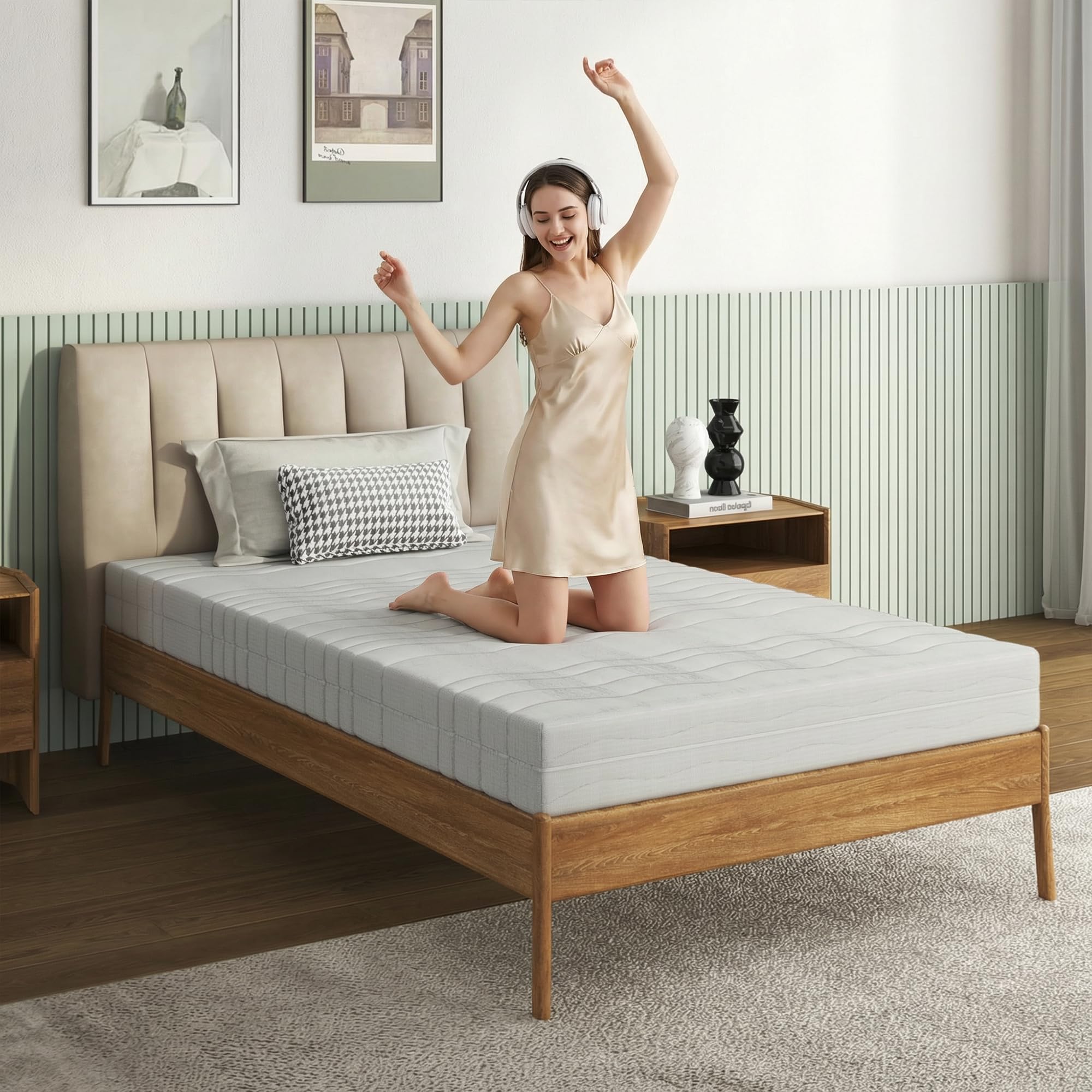 Materasso in Schiuma con Tessuto 3D, Ergonomico, Bianco, 90x200x18 cm
