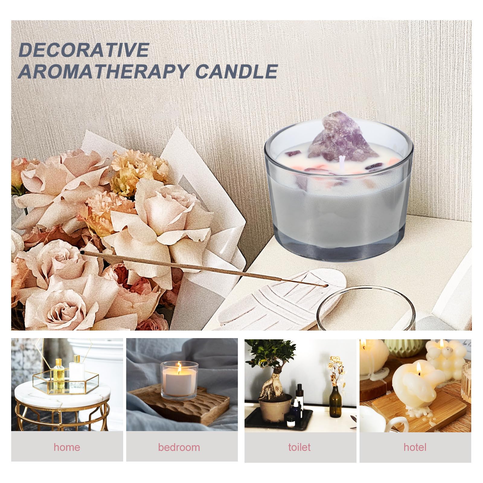 Vela Aromática Decorativa de Cristal y Vidrio, Púrpura, Pequeña