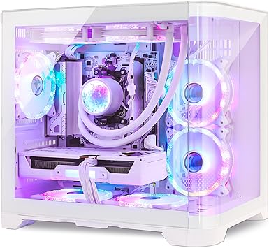 Poseidon Gaming PC Desktop - AMD Ryzen 5 9600X 6-Core 3.9GHz - GeForce RTX 5070 12G - 16GB DDR5 6000MHz RAM - 1TB PCIe SSD - PSU 650W - WiFi & BT - 240 Liquid Cooler - Windows 11 Computer - White
