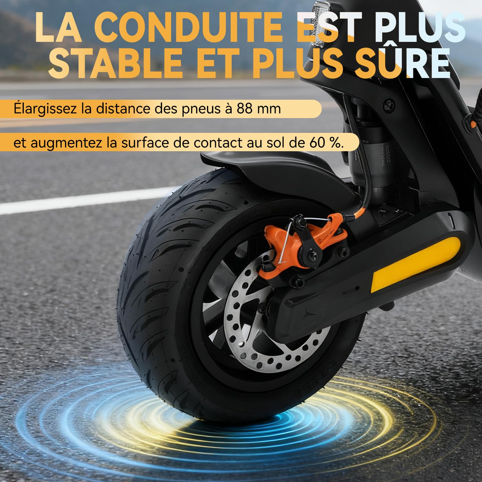 Trotinette Electrique Adulte RS500, Autonomie 55KM Batterie 36V 18Ah Moteur 1000W,Déverrouillage par Empreinte Digitale, Haut-Parleurs HD, Pneu Larges de 88 mm, Bandes Lumineuses colorées-Noir