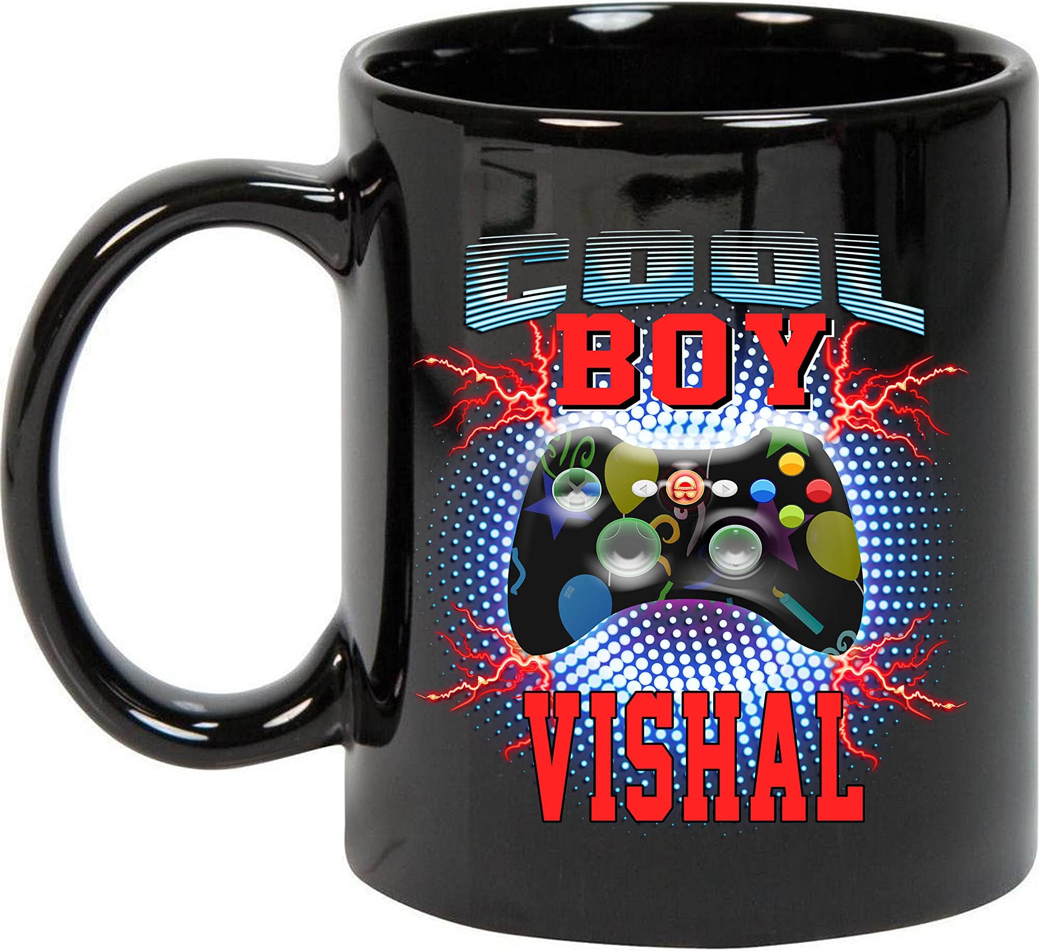 Coffee Mug Personalized Name Customized Mug with Name Cool Boy Vishal Game 11oz Black Mug 764080