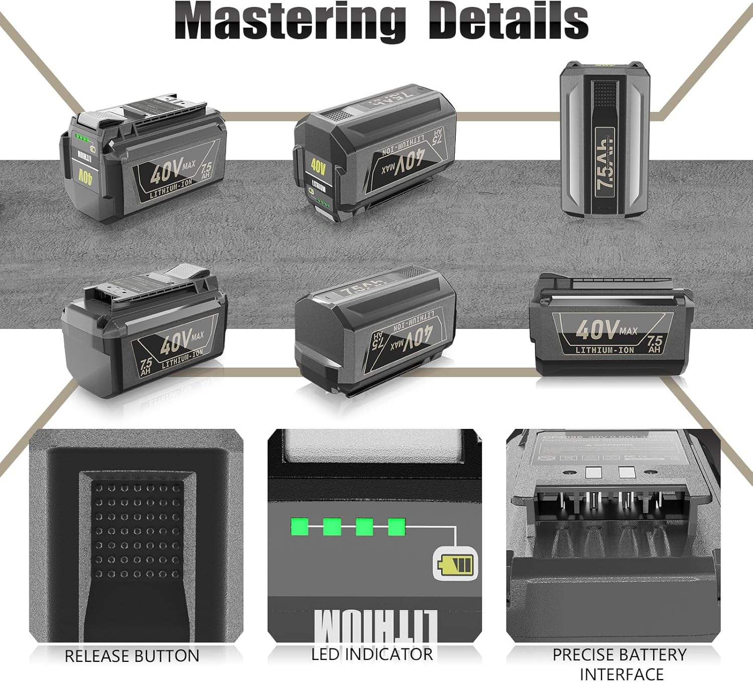 REAL 7.5Ah 40V Battery Replacement for Ryobi 40V Battery OP4060 for Ryobi 40Volt Cordless Tool Li-ion Battery OP4015 OP4026 OP40261 OP4030 OP40301 OP4040 OP40401 OP4050 OP40601【Upgrade Version】 - Image 4