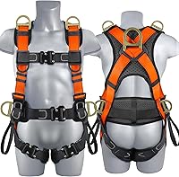 TRSMIMA ANSI Certified Full Body Safety Harness: 4 Quick Buckles, 6 Adjustments, Fall Protection for Construction & Roofing