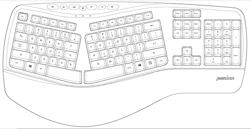 Miniatura 6 de Perixx PERIBOARD-312 Teclado ergonómico retroiluminado - USB con cable con 2 concentradores - Diseño ergonómico natural dividido - LED blanco - Negro