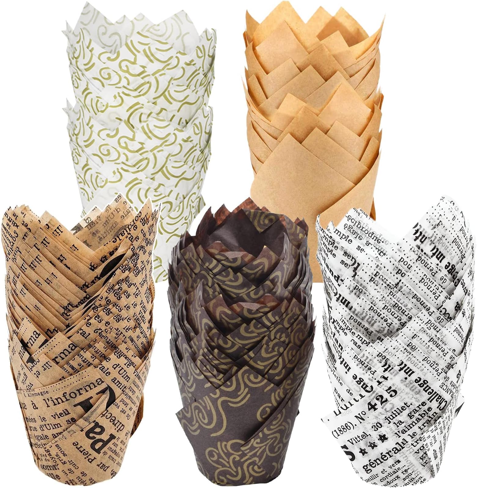 Mecctuck 100 Pièces Tasses De Papier De Cuisson De Tulipe, Moules à Pâtisserie, Muffin Papier