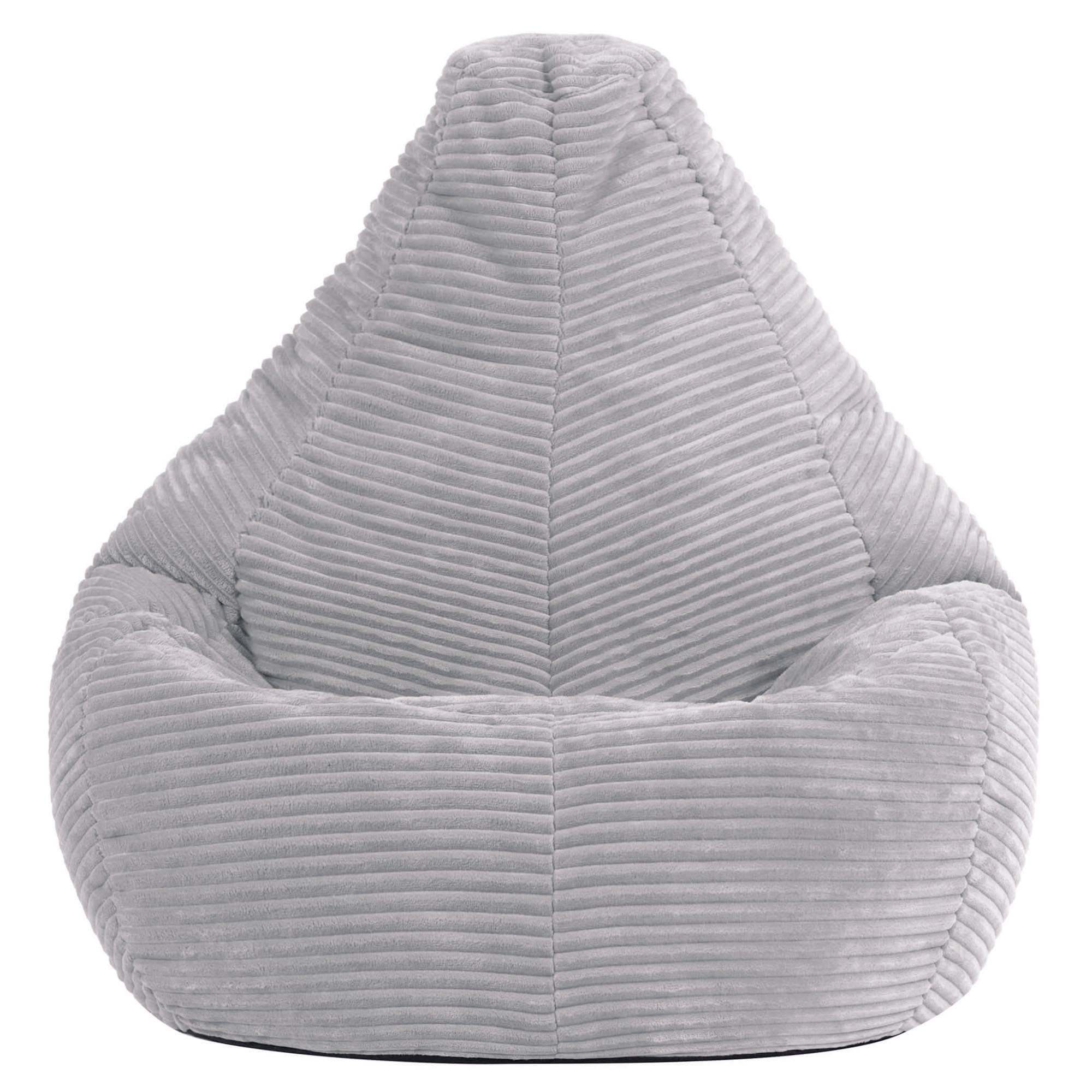 icon Dalton Pouf Bambini, Grigio, Velluto a Coste, Poltrona Sacco con Riempimento Incluso, Sedia Bambini, Mobili Camera da Letto