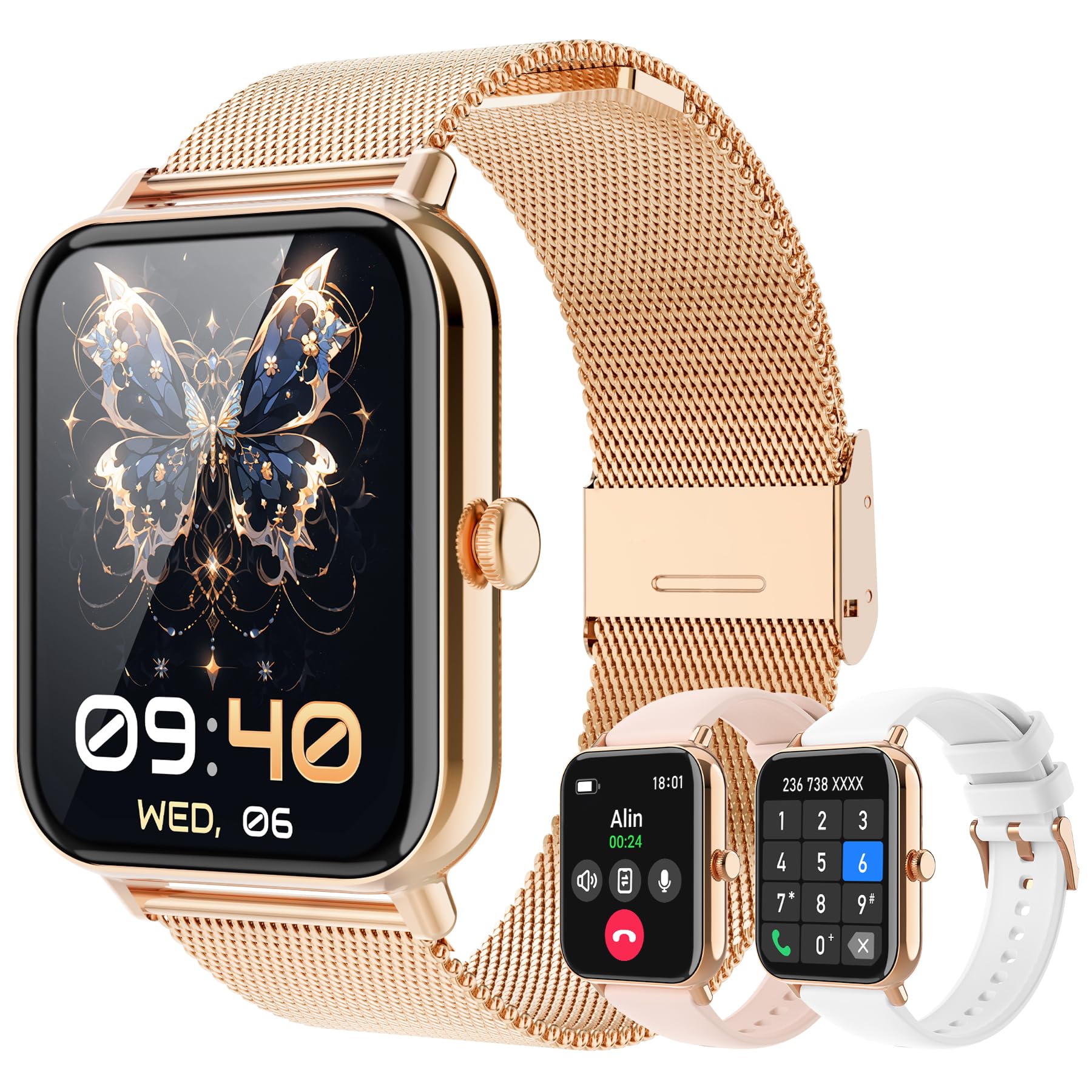 Smartwatch Donna Uomo con Chiamate e Notifiche Whatsapp, 1,85" Orologio Digitale Fitness Contapassi,120+ modalità Sportivo Smart Watch con Monitor Sonno/Cardiofrequenzimetro per iOS Android