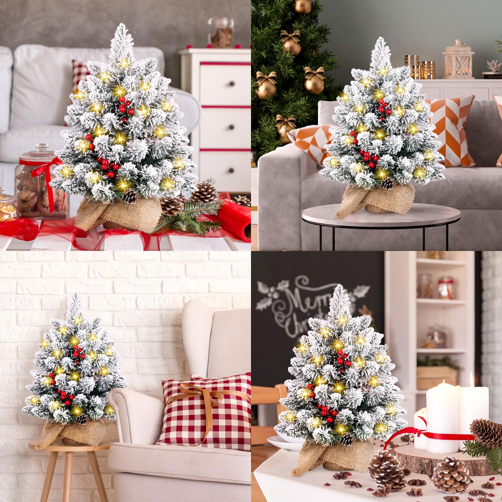 Albero Di Natale Artificiale Con Neve 50 Cm – Mini Abete Con Pigne E Base – SMEREKA Decorazione Natalizia