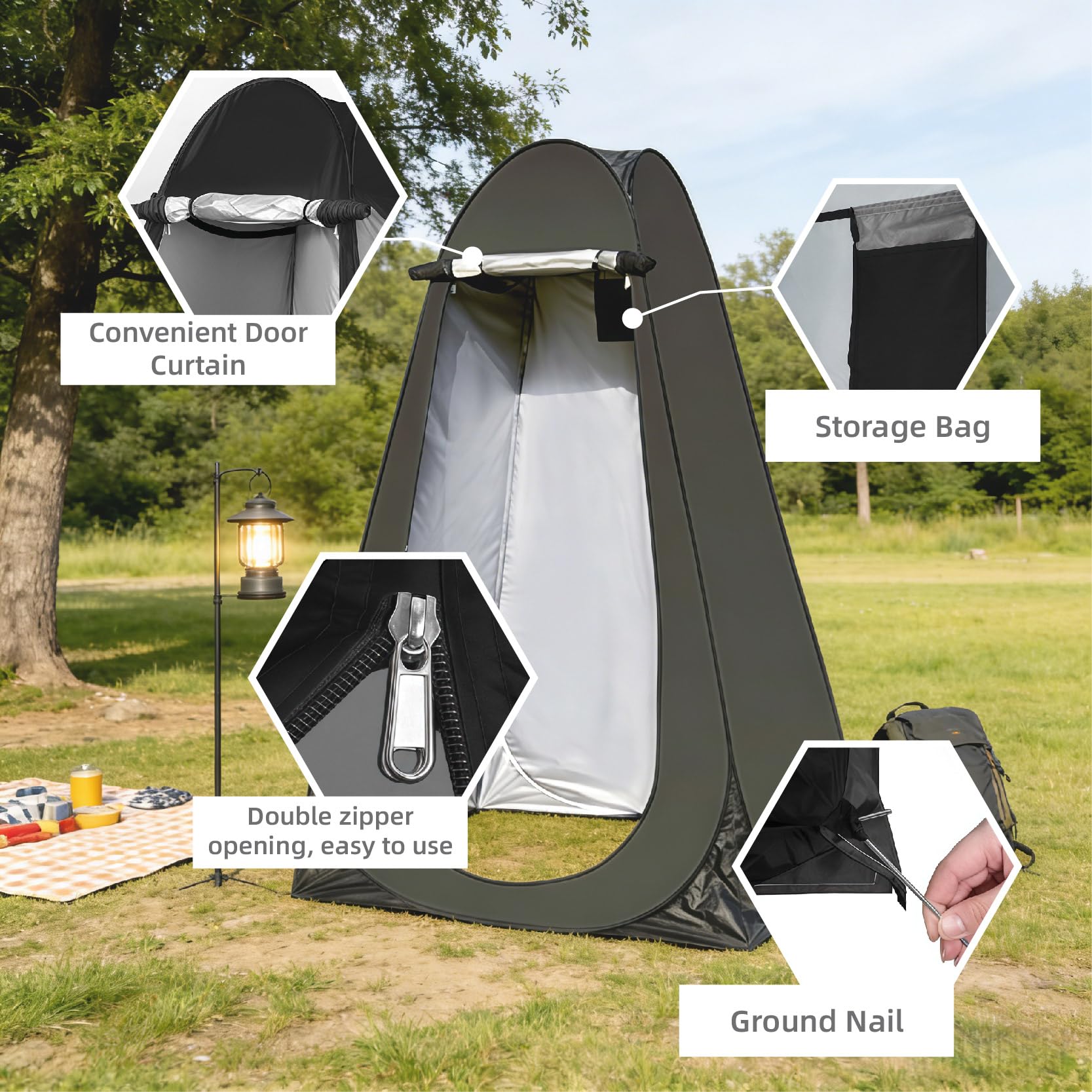 Pop-Up-Camping-Duschzelt, tragbares Toiletten-Sichtschutzzelt für Camping, Duschzelte zum Umziehen im Freien und Camping, ideal zum Angeln, Strand, Picknick