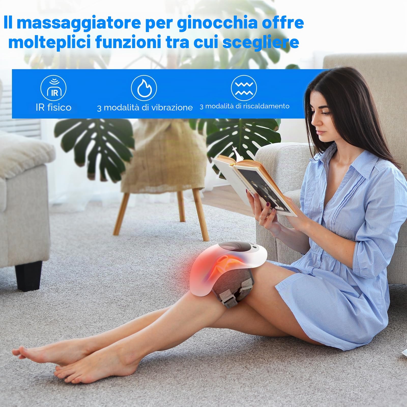 Massaggiatore per ginocchio,Magnetoterapia ginocchio wireless con display multifunzionale,Massaggiatore a infrarossi con temperatura e vibrazione regolabili per alleviare il dolore ginocchio
