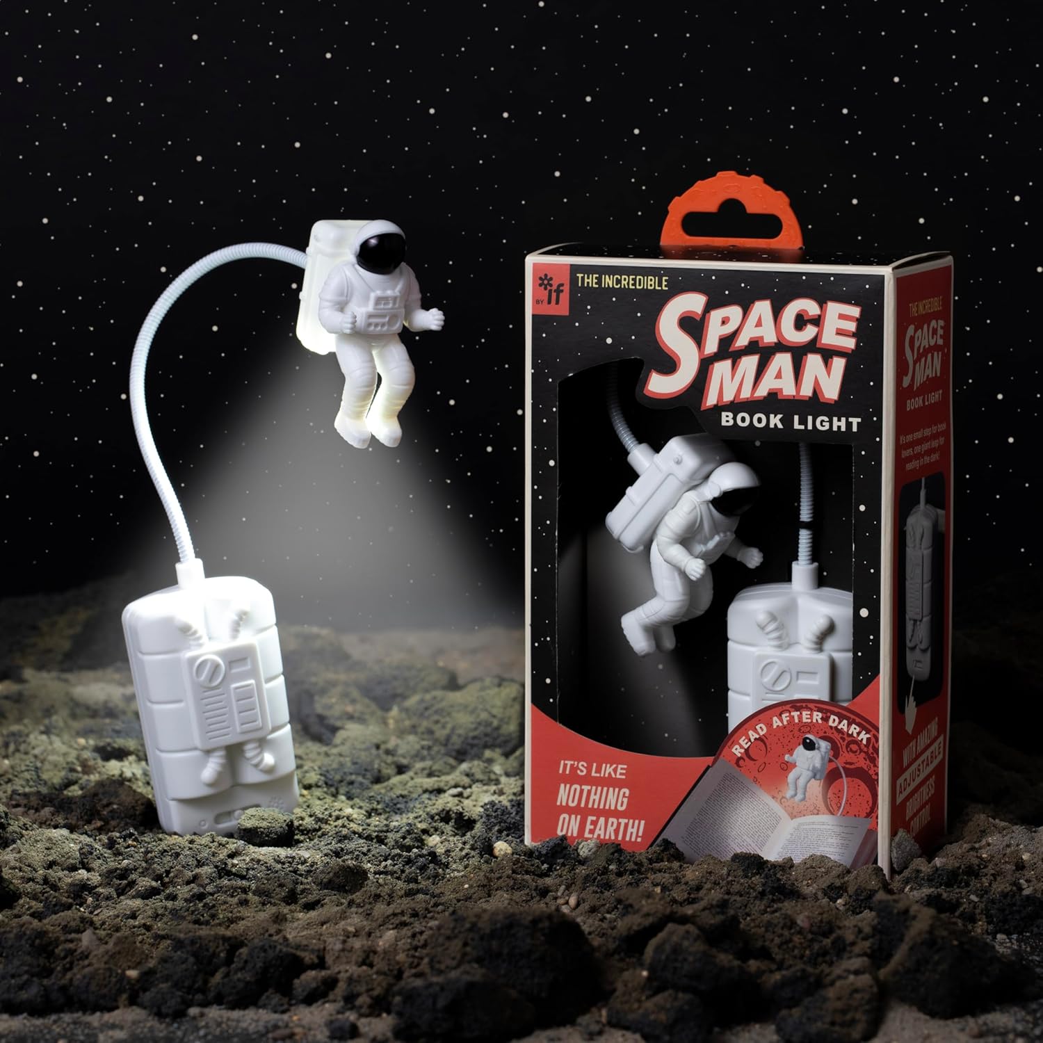 IF The Incredible Spaceman Book Light - Retro Style, Astronaut Reading Light with Adjustable LED Brightness