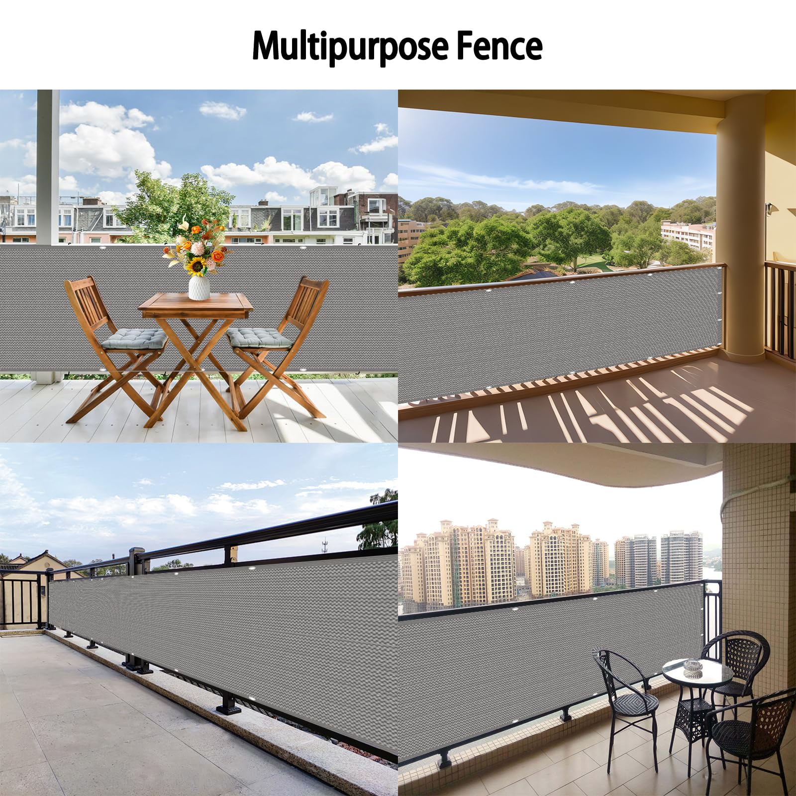 Ogrodzenie Ogrodowe 145 x 300 cm Hdpe, Ochrona Przed Słońcem I Oddychalność, Ochrona Przed Wiatrem I Promieniowaniem Uv, Osłona Zacieniająca Na Balkon Na Werandę, Szary